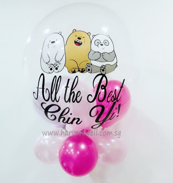 Personalised We Bare Bears Theme Bubble Balloon Singapore